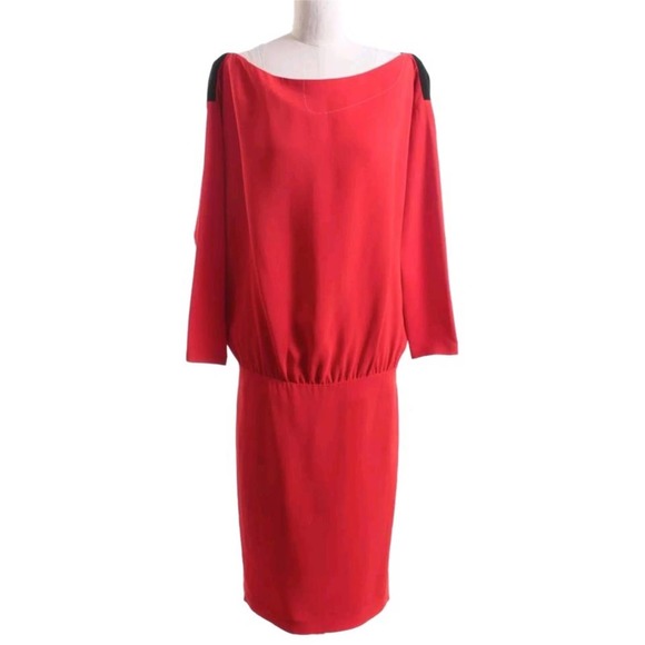 GIVENCHY RED AND BLACK COLORBLOCK DRESS 38 - Picture 1 of 5